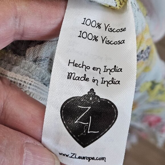 Z & L Floral Boho Tunic Caftan Top Dress Coverup S or Medium Lightweight Green - Picture 10 of 11